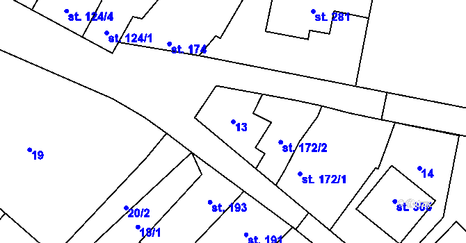 Parcela st. 13 v KÚ Ivaň na Hané, Katastrální mapa