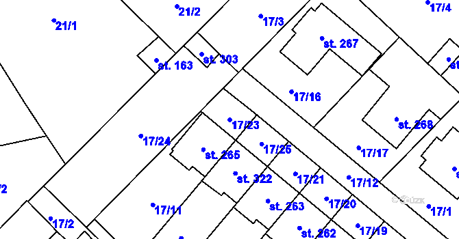 Parcela st. 17/23 v KÚ Ivaň na Hané, Katastrální mapa