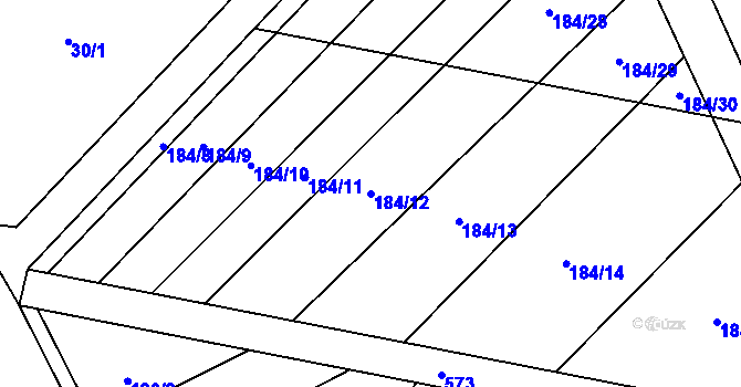 Parcela st. 184/12 v KÚ Ivaň na Hané, Katastrální mapa