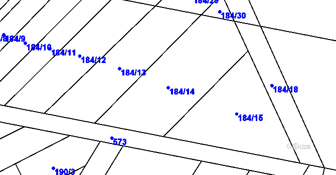 Parcela st. 184/14 v KÚ Ivaň na Hané, Katastrální mapa