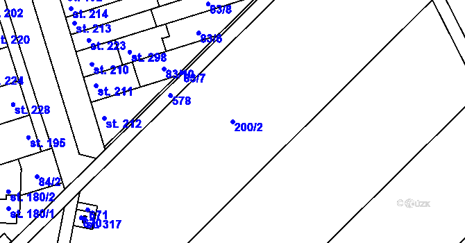 Parcela st. 200/2 v KÚ Ivaň na Hané, Katastrální mapa