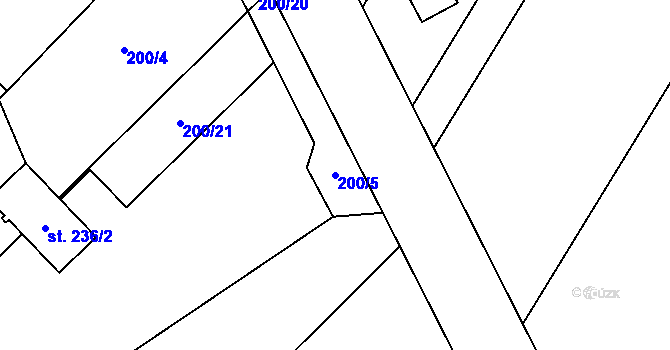 Parcela st. 200/5 v KÚ Ivaň na Hané, Katastrální mapa