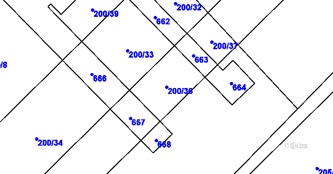 Parcela st. 200/36 v KÚ Ivaň na Hané, Katastrální mapa