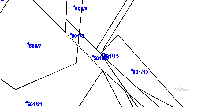 Parcela st. 501/15 v KÚ Ivaň na Hané, Katastrální mapa