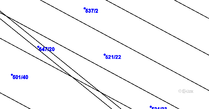 Parcela st. 521/22 v KÚ Ivaň na Hané, Katastrální mapa