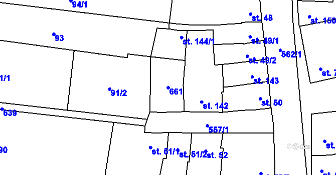 Parcela st. 661 v KÚ Ivaň na Hané, Katastrální mapa