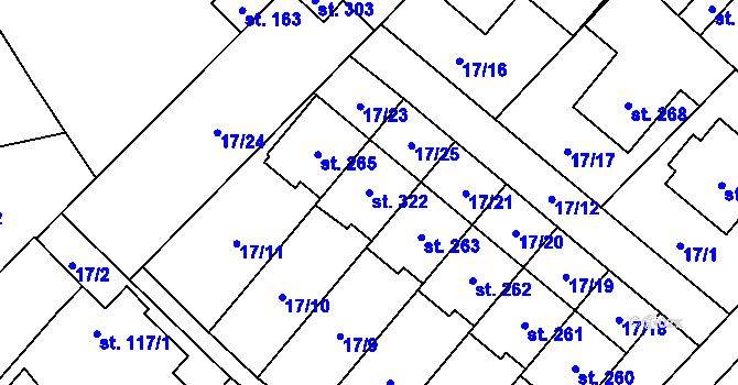 Parcela st. 322 v KÚ Ivaň na Hané, Katastrální mapa