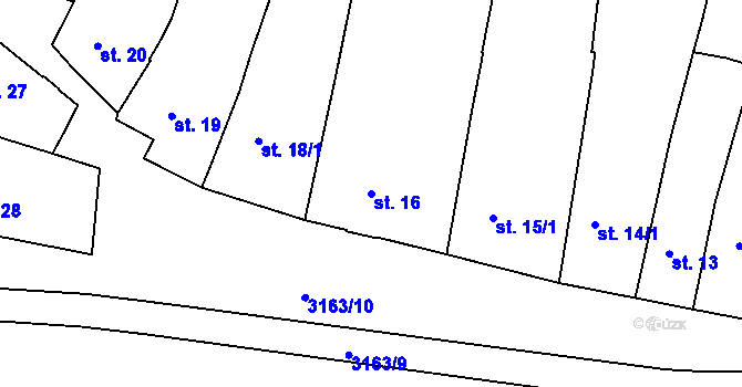 Parcela st. 16 v KÚ Ivančice, Katastrální mapa