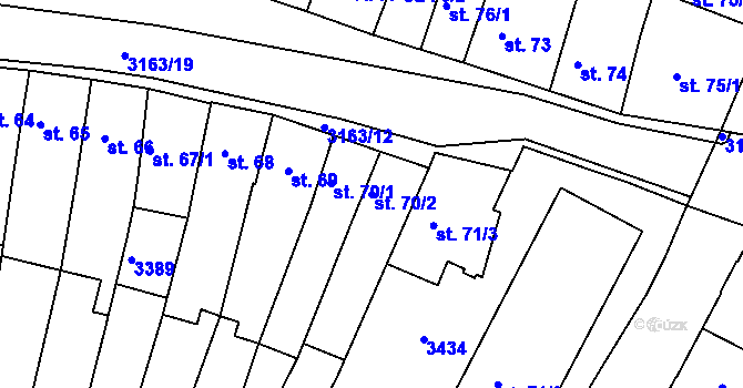 Parcela st. 70/2 v KÚ Ivančice, Katastrální mapa