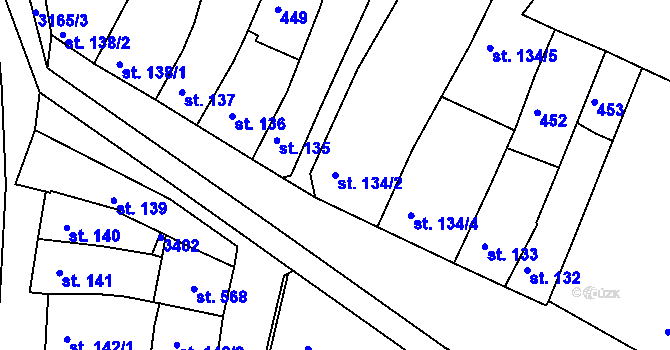 Parcela st. 134/2 v KÚ Ivančice, Katastrální mapa