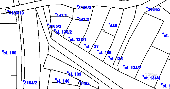 Parcela st. 137 v KÚ Ivančice, Katastrální mapa
