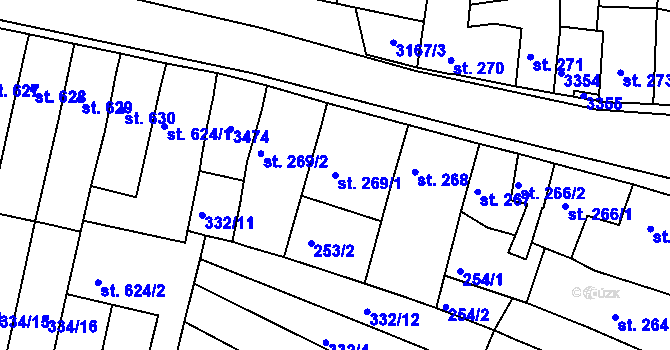 Parcela st. 269/1 v KÚ Ivančice, Katastrální mapa