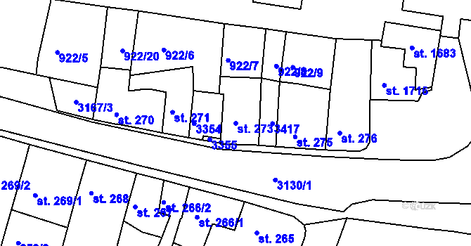 Parcela st. 273 v KÚ Ivančice, Katastrální mapa