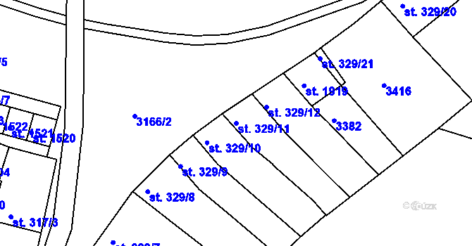 Parcela st. 329/11 v KÚ Ivančice, Katastrální mapa