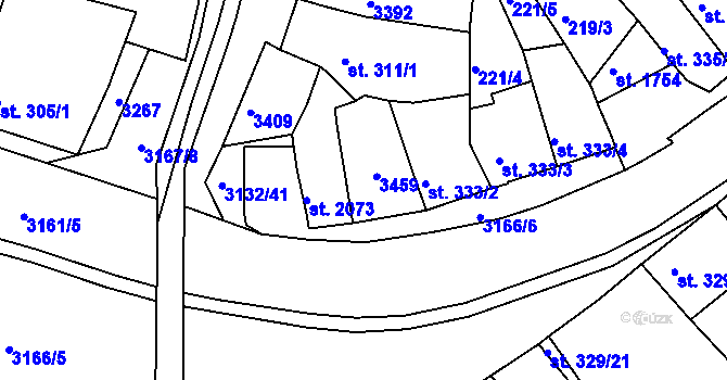 Parcela st. 333/1 v KÚ Ivančice, Katastrální mapa