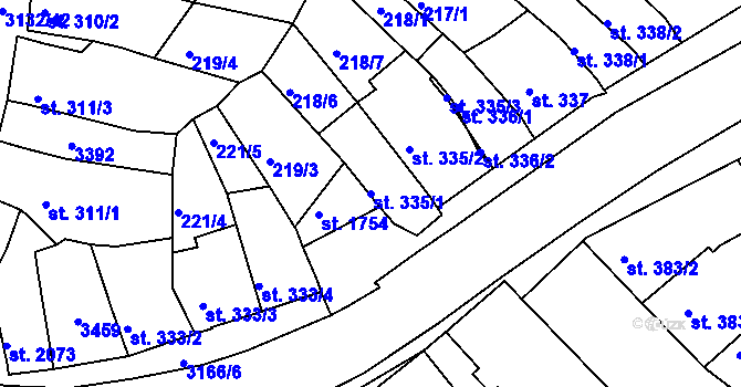 Parcela st. 335/1 v KÚ Ivančice, Katastrální mapa