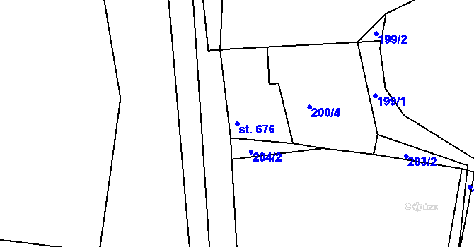 Parcela st. 676 v KÚ Ivančice, Katastrální mapa