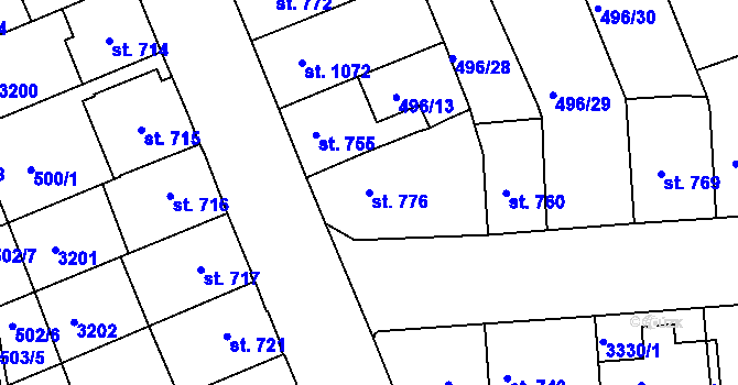 Parcela st. 776 v KÚ Ivančice, Katastrální mapa