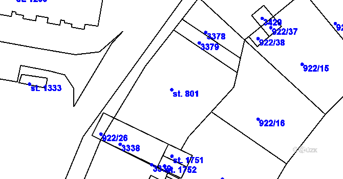 Parcela st. 801 v KÚ Ivančice, Katastrální mapa