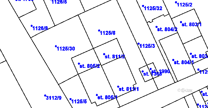 Parcela st. 811/2 v KÚ Ivančice, Katastrální mapa