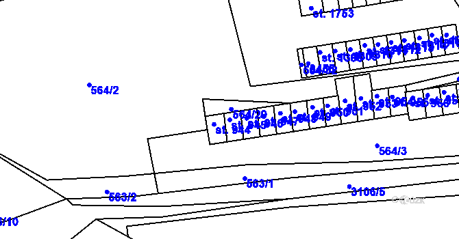 Parcela st. 945 v KÚ Ivančice, Katastrální mapa