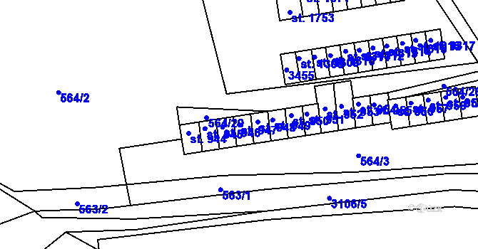 Parcela st. 947 v KÚ Ivančice, Katastrální mapa