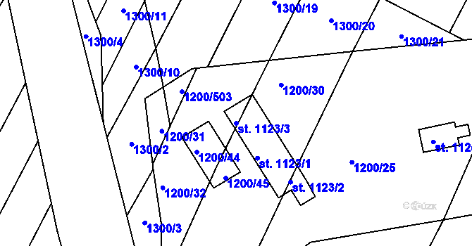 Parcela st. 1123/3 v KÚ Ivančice, Katastrální mapa