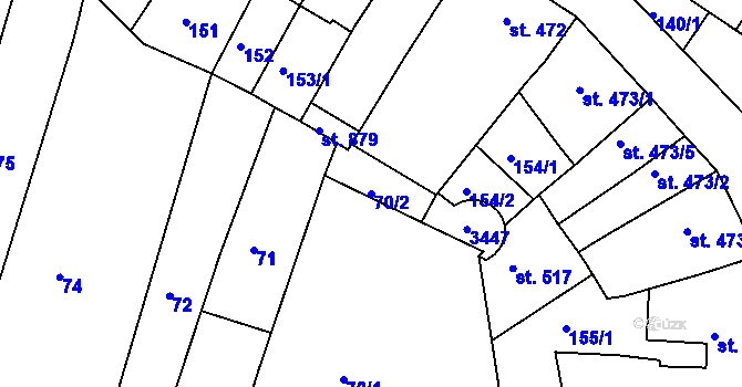 Parcela st. 70/2 v KÚ Ivančice, Katastrální mapa