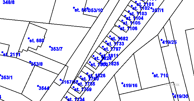 Parcela st. 357/5 v KÚ Ivančice, Katastrální mapa