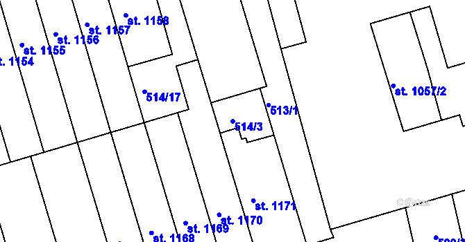 Parcela st. 514/3 v KÚ Ivančice, Katastrální mapa