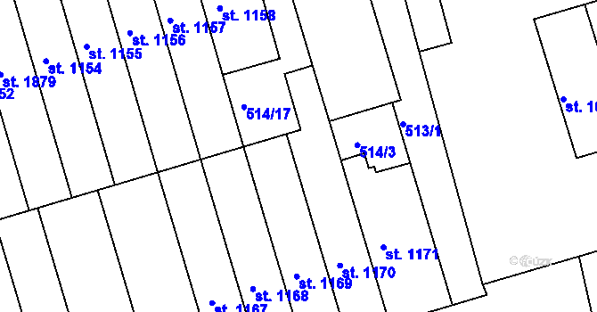 Parcela st. 514/4 v KÚ Ivančice, Katastrální mapa
