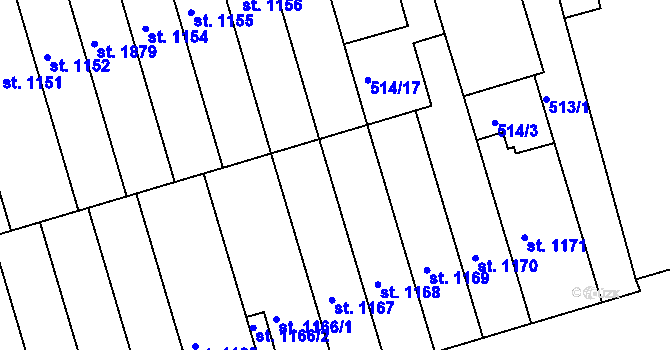 Parcela st. 514/6 v KÚ Ivančice, Katastrální mapa