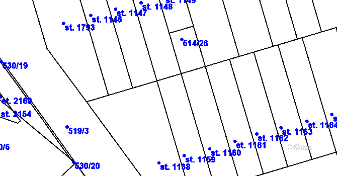 Parcela st. 514/15 v KÚ Ivančice, Katastrální mapa