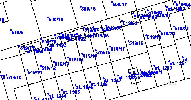 Parcela st. 519/16 v KÚ Ivančice, Katastrální mapa