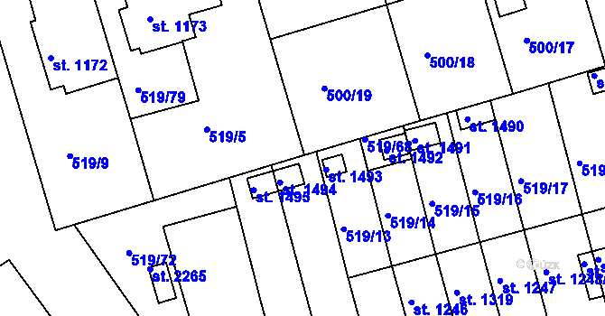 Parcela st. 519/70 v KÚ Ivančice, Katastrální mapa
