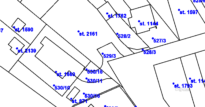 Parcela st. 529/3 v KÚ Ivančice, Katastrální mapa