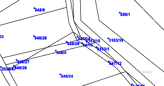 Parcela st. 547/5 v KÚ Ivančice, Katastrální mapa