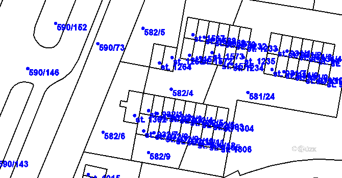 Parcela st. 582/4 v KÚ Ivančice, Katastrální mapa