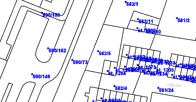 Parcela st. 582/5 v KÚ Ivančice, Katastrální mapa