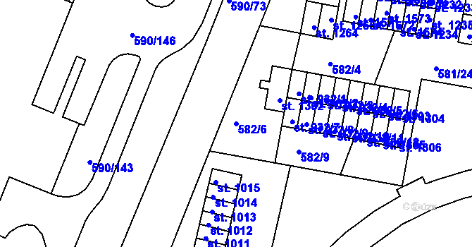 Parcela st. 582/6 v KÚ Ivančice, Katastrální mapa