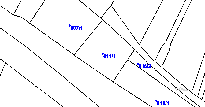 Parcela st. 811/1 v KÚ Ivančice, Katastrální mapa