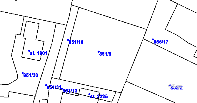 Parcela st. 851/5 v KÚ Ivančice, Katastrální mapa