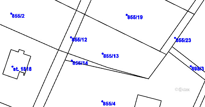 Parcela st. 855/13 v KÚ Ivančice, Katastrální mapa