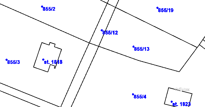 Parcela st. 855/14 v KÚ Ivančice, Katastrální mapa