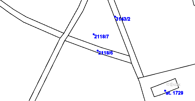 Parcela st. 2118/6 v KÚ Ivančice, Katastrální mapa