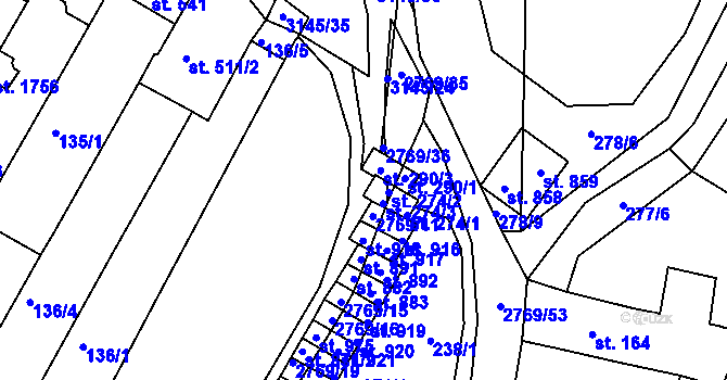 Parcela st. 3145/9 v KÚ Ivančice, Katastrální mapa