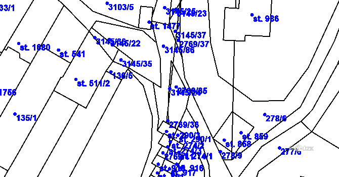 Parcela st. 3145/24 v KÚ Ivančice, Katastrální mapa