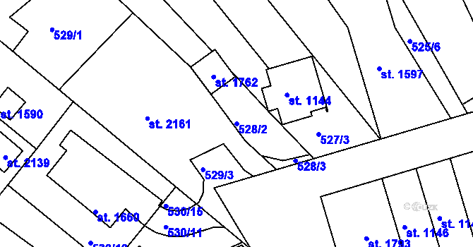 Parcela st. 528/2 v KÚ Ivančice, Katastrální mapa