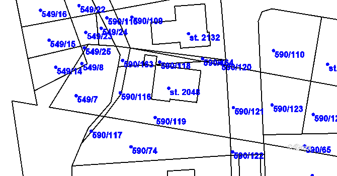 Parcela st. 2048 v KÚ Ivančice, Katastrální mapa