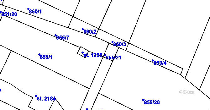 Parcela st. 855/21 v KÚ Ivančice, Katastrální mapa
